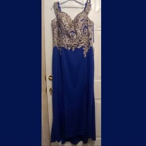 JUNO dress collection Royal Blue beaded bodice Plus Size floor length gown